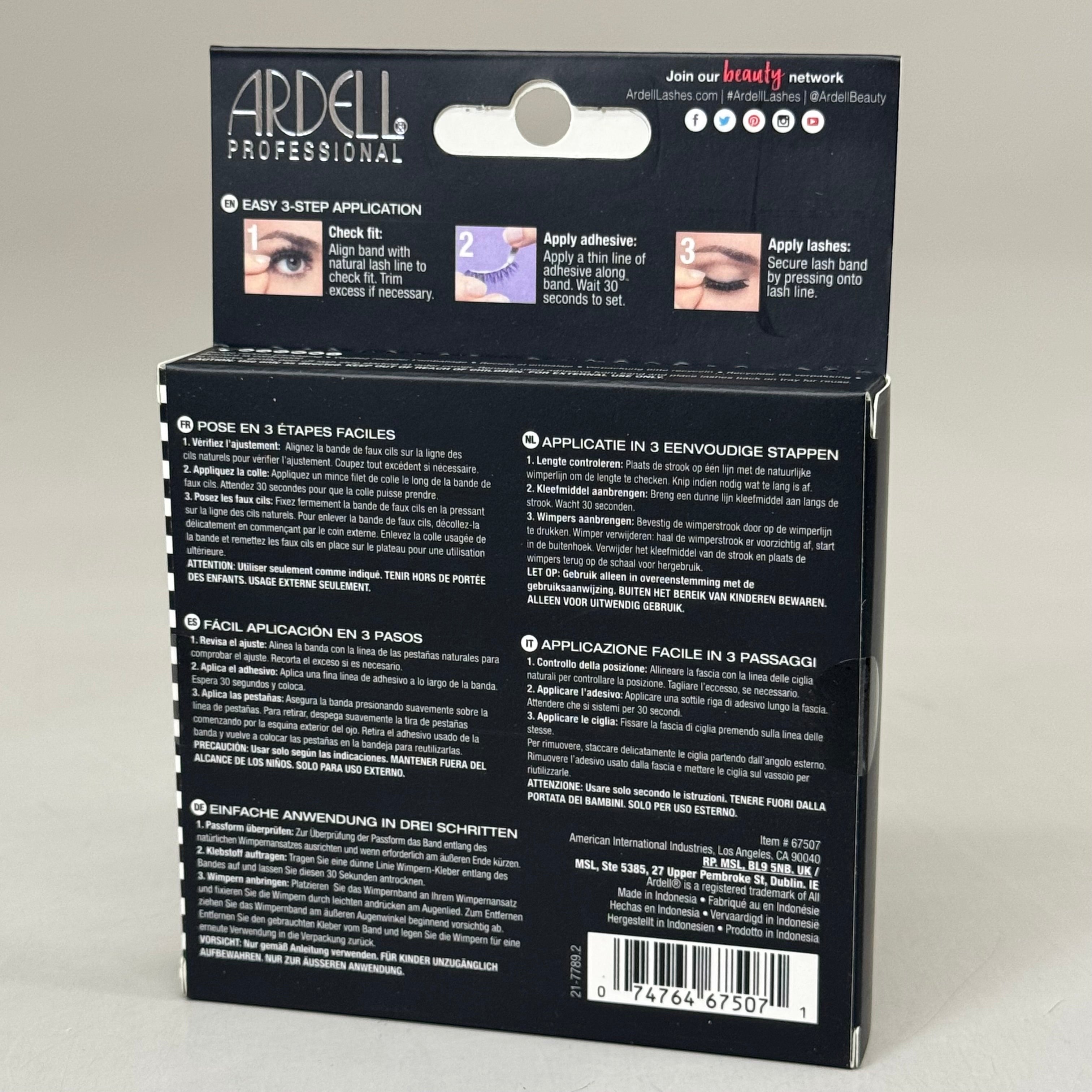 ARDELL (4 PACK, 4 PAIRS EACH)  Fauxmink Lashes Lightweight Knot-Free Black 817